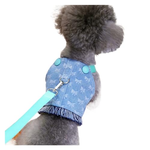 Hundebekleidung, Welpengeschirr, Weste mit D-Ring für kleine und mittelgroße Hunde, Designer-Denim-Kleidung für Chihuahua, Pudel (Farbe: Hellblau, Größe: L) von DoRysk
