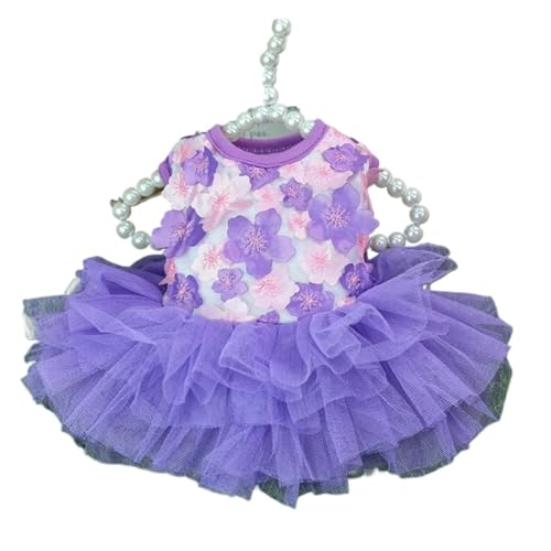 Hundesommerkleid, Katzenspitze, Chiffonrock, Haustierkleidung, Chihuahua-Rock, Welpen, Katze, Prinzessin, Bekleidung, Welpenkleidung, Hundezubehör (Farbe: Violett, Größe: L) von DoRysk