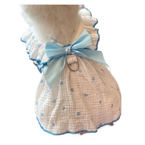 Kühlendes Sommerkleid, dünne Schleife, Herzdruck, Hundekleidung, Haustierrock, Kätzchen, Welpen, Kostüm, Chihuahua, Mädchen, Hundeweste (Blau, M) von DoRysk