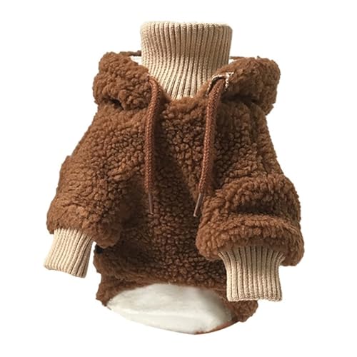 Kuschelig warme Haustier-Kapuzenkleidung, Winter-Plüsch-Fleece, gepolsterter Mantel mit Reißverschluss, für Chihuahua, Bulldogge, Hund, Katze, Kostüm, Outfit (B,XL) von DoRysk