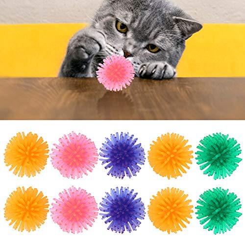 Doact Katzenballspielzeug, Kätzchenspielzeug, Katzenspielzeugbälle, 10 Stück, Lustige Interaktive Katzenspielzeugbälle, Buntes Katzenspielzeug, Ballspielspielzeug für Gelangweilte von Doact