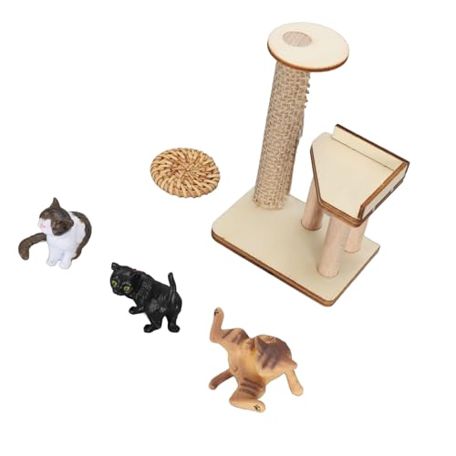 Doact Katzenfiguren-Spielset, Kompaktes Dekoratives Puppenhaus, Katzen-Klettergerüst, Tragbar für Fensterbank für Katzenliebhaber für Büro (Gewebter Mattentyp) von Doact