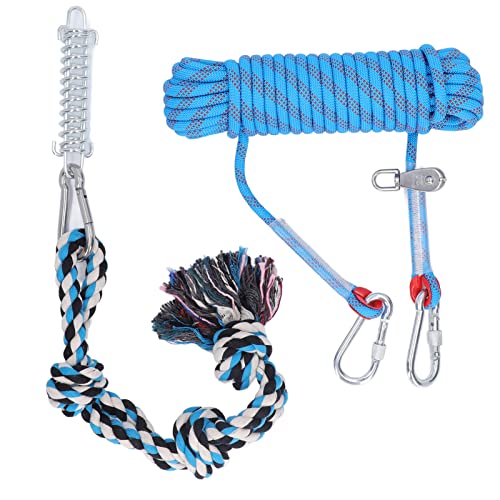 Doact Tether Tug Outdoor-Hundespielzeug, Outdoor-Hundespielzeug 49,2 Fuß Hundefederstangenspielzeug, Hundehängeseilspielzeug, Hunde-Bungee-Seil, Hundeschleppseil Hundeschleppspielzeug von Doact