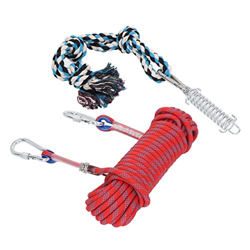 Doact Tether Tug Outdoor-Hundespielzeug, Outdoor-Hundespielzeug 49,2 Fuß Hundefederstangenspielzeug, Hundehängeseilspielzeug, Hunde-Bungee-Seil, Hundeschleppseil Hundeschleppspielzeug von Doact