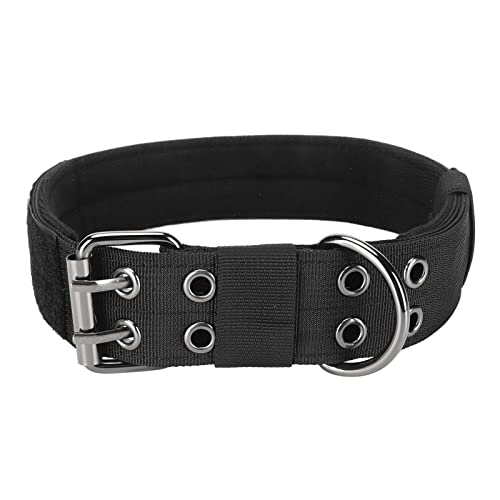 Haustier-Hundehalsband, Verstellbares, Strapazierfähiges Schwarzes Nylonhalsband für Mittelgroße und Große Hunde Zum Täglichen Tragen (M) von Doact