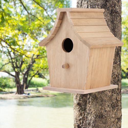 Hölzernes Vogelhaus, Hängendes Vogelhaus, Brutkasten, Hängendes Vogelhaus für Draußen Gartenterrasse, Dekorativer Nistkasten, Vogelhaus für Papageien, Wellensittiche, Kleine von Doact