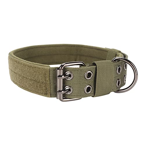 Militär-Trainingshalsband für Hunde, Leicht, Atmungsaktiv, Strapazierfähig, OD-Grün, Gleichmäßiger Druck, Verstellbar, mit Metall-Waden-D-Ring für Mittelgroße Hunde (L) von Doact