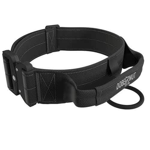 DOBERNUT Taktisches Hundehalsband mit Griff - Militärqualität großes und mittleres Hundehalsband - Dickes Halsband zum Spazierengehen, Wandern & mehr - 2 Zoll (schwarz) (groß 46cm-56cm) von Dobernut