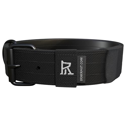 DOBERNUT Taktisches Hundehalsband, schwarz, 3,8 cm breit, cooles Halsband für Hunde, Militär-Sport-Hundehalsband, mit starkem D-Ring + 4-lagigem Nylon, strapazierfähig, gepolstert, Größe M von Dobernut