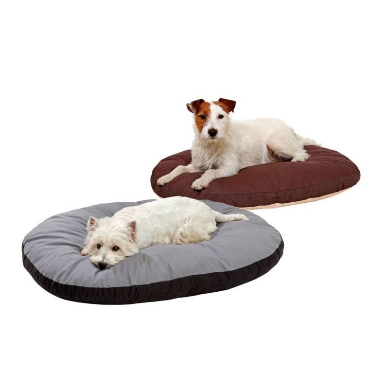 Doc Bed ovales Hundekissen - Grau & Schwarz - 70 x 56 x 8 cm von Doc Bed