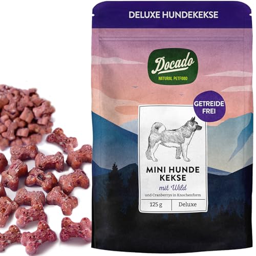 Docado Natural Petfood - Deluxe Mini Hundekekse Wildfleisch & Cranberrys, Getreidefrei, Proteinreich, Nachhaltig | Hundesnack Leckerli 125g von Docado Natural Petfood