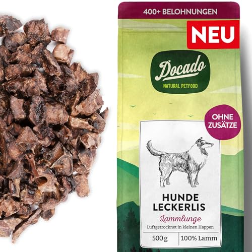 Docado Natural Petfood Lammlunge Luftgetrocknet Hundesnack Leckerli 500g | Proteinreich, Getreidefrei, Sensitiv, Nachhaltig von Docado Natural Petfood