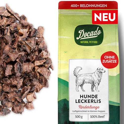 Docado Natural Petfood Rinderlunge Luftgetrocknet Hundesnack Leckerli 500g | Proteinreich, Getreidefrei, Sensitiv, Nachhaltig von Docado Natural Petfood