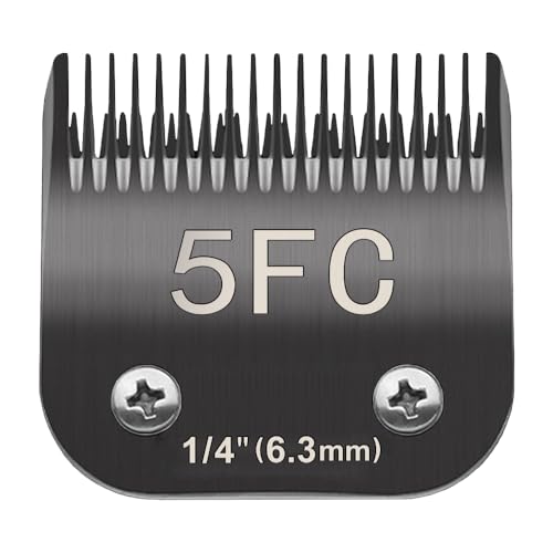 Docal 5FC Fellpflege-Klingen für Haustiere, abnehmbare Klingen, kompatibel mit Andis-Größe 5FC, Schnittlänge 6,3 mm, die meisten A5, Wahl KM Serie Schermaschinen, aus Keramikklinge (schwarz) von Docal