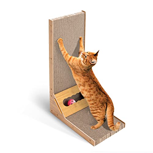 Docal Katzenkratz-Pad, L-Form Katzenkratzbrett Karton Katzenkratzer für Innenbereich, große Katzen, Kätzchen, vertikale Katzenkratz-Pad, einfach für Katzen zu kratzen, schützen Sie Ihre Möbel von Docal