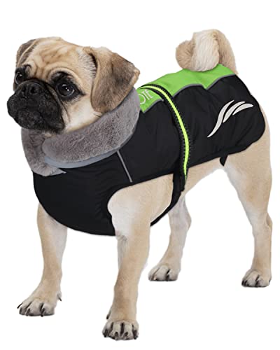 Dociote Hundemantel - reflektierende & wasserdichte Winterjacke mit Bauchschutz Hundejacke Fleece gefüttert Wintermantel für kleine mittelgroße Hunde Grün XL von Dociote