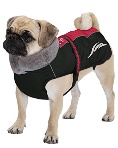 Dociote Hundemantel - reflektierende & wasserdichte Winterjacke mit Bauchschutz Hundejacke Fleece gefüttert Wintermantel für kleine mittelgroße Hunde Rot XL von Dociote