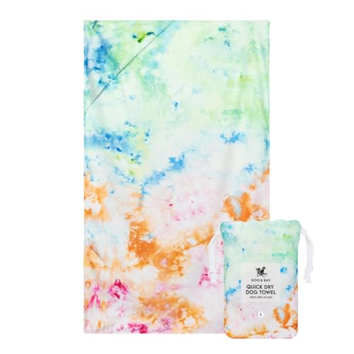 Dock & Bay Hundehandtuch - Besonders saugfähig und schnell trocknendes Handtuch mit Tragetasche - 100% recycelt - Sunset Splash, Large (120x70cm, 47x27) von Dock & Bay