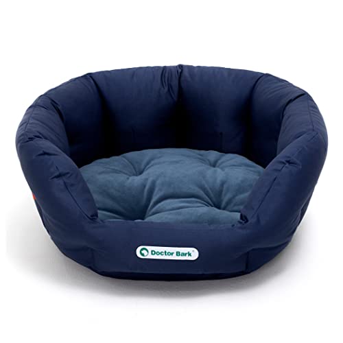 Doctor Bark Hundekorb rund, Hundebett für gröÃŸere Hunde, Kuschelbett mit flauschigem Wendekissen, orthopädisch, waschbar bis 95°C (L - 60x50 cm, Königsblau) von Doctor Bark