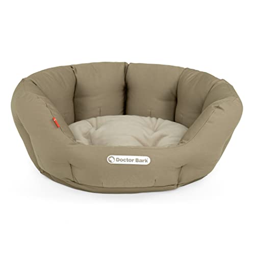 Doctor Bark Hundekorb rund, Hundebett für mittlere Hunde, Kuschelbett mit flauschigem Wendekissen, orthopädisch, waschbar bis 95°C (M - 50x40 cm, Goldbraun) von Doctor Bark