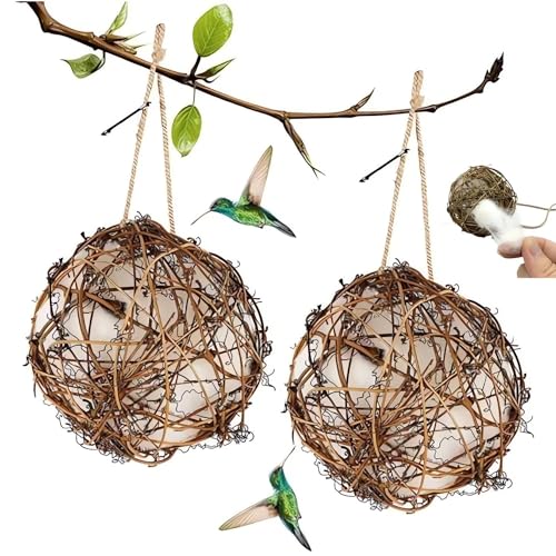 Handmade Birdhouse and Birdhouse Materials, 2024 New Bird Nesting Ball Material for Wild Birds, Hummingbird Nesting Humming Bird House Material Gifts for Bird Watching Nature Lovers (10cm) von Doduiu