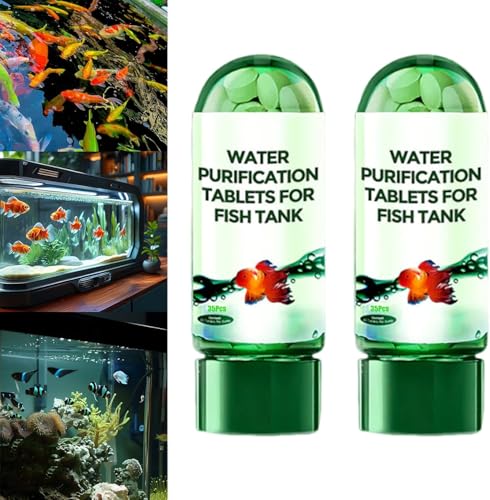 Leistungsstarke Aquarium-Wasserreinigungstablette, tragbare Aqua-Wasserreinigungstabletten für Aquarien, entfernt alle Arten von Trübungen aus Aquariumwasser (2 Flaschen) von Doduiu