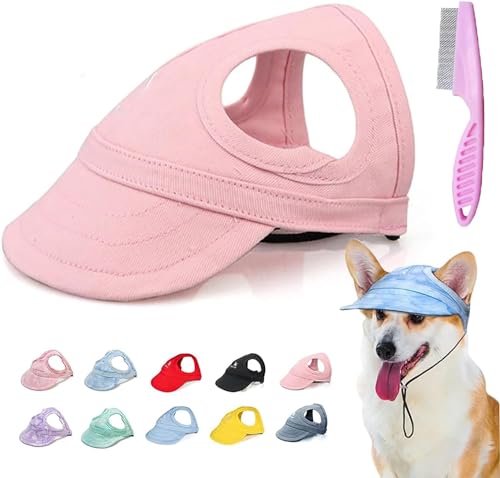 Outdoor-Sonnenschutzhaube für Hunde, Sonnenschutz für Hunde, Sonnenhut für Hunde, Welpen, Sonnenhut, Sonnenschutz für Hunde, Sonnenhut mit Ohrlöchern und verstellbarem Riemen, Rosa, Größe L von Doduiu