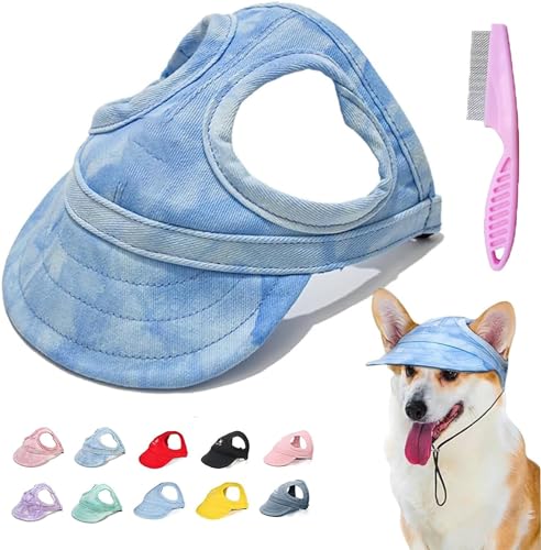 Outdoor-Sonnenschutzhaube für Hunde, Sonnenschutz für Hunde, Sonnenhut für Hunde, Welpen, Sonnenhut, Sonnenschutz für Hunde, Sonnenhut mit Ohrlöchern und verstellbarem Riemen, Wolkenblau, Größe S von Doduiu