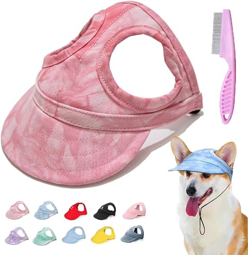 Outdoor-Sonnenschutzhaube für Hunde, Sonnenschutz für Hunde, Sonnenhut für Hunde, Welpen, Sonnenhut, Sonnenschutz für Hunde, Sonnenhut mit Ohrlöchern und verstellbarem Riemen, Wolkenrosa, Größe XL von Doduiu