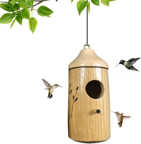 Shirem Wooden Hummingbird House - Libiyi Wooden Hummingbird House,Dotmalls Wooden Hummingbird House,Natural Wooden Hummingbird House for Outside Hanging for Nesting,Garden Wooden Bird Feeder (C) von Doduiu