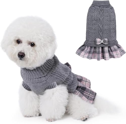 DOFYOU Hundepullover Haustier Hund Winterkleidung Warmer Pullover für Chihuahua Hundepullover Kleid mit (Größe M, Grau) von Dofyou