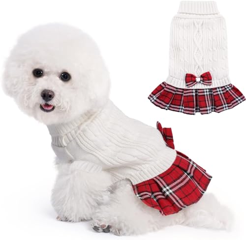 DOFYOU Hundepullover Haustier Hund Winterkleidung Warmer Pullover für Chihuahua Hundepullover Kleid mit (Small, Weiß) von Dofyou