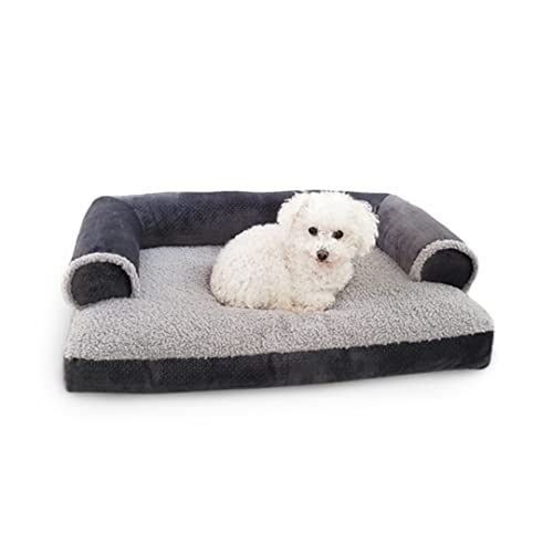 Orthopädisches Hundebett aus Sherpa und Wildleder, für Hunde und Katzen, Größe M, Grau (FPPI-DBK-DBO-010) von Dog Bed King USA