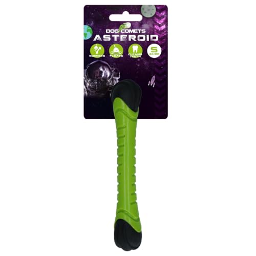 Dog Comets Asteroid Throwing Stick - 24 cm - Hundespielzeug - Apportierspielzeug - Wasserfest - Zahnen - S - Interaktives Hundespielzeug - Hundespielzeug mit Quietsche - Grün von Dog Comets