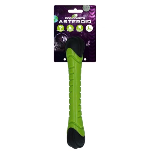 Dog Comets Asteroid Throwing Stick - 31 cm - Hundespielzeug - Apportierspielzeug - Wasserfest - Zahnen - L - Interaktives Hundespielzeug - Hundespielzeug mit Quietsche - Grün von Dog Comets