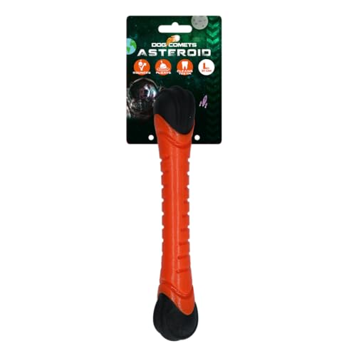 Dog Comets Asteroid Throwing Stick - 31 cm - Hundespielzeug - Apportierspielzeug - Wasserfest - Zahnen - L - Interaktives Hundespielzeug - Hundespielzeug mit Quietsche - Orange von Dog Comets