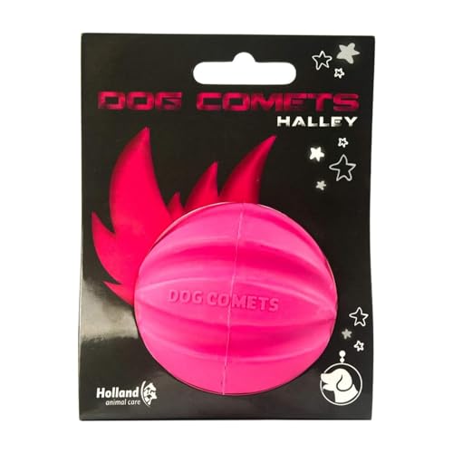 Dog Comets Ball Swift Tuttle mit Seil Hundespielzeug - Langlebiges Hundespielzeug - Naturkautschuk - Rosa - Ø6 cm von Dog Comets