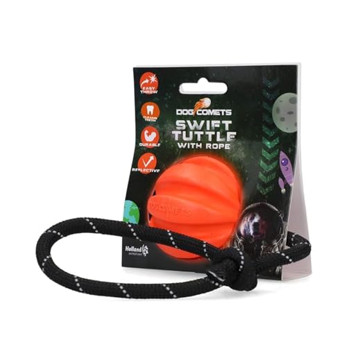 Dog Comets Ball Swift Tuttle mit Seil Hundespielzeug - Ø6 cm - Langlebiges Hundespielzeug - Naturkautschuk - Orange - Hundespielzeug Kleiner Hund - Hundespielzeug Ball - Spielzeug für Hunde von Dog Comets