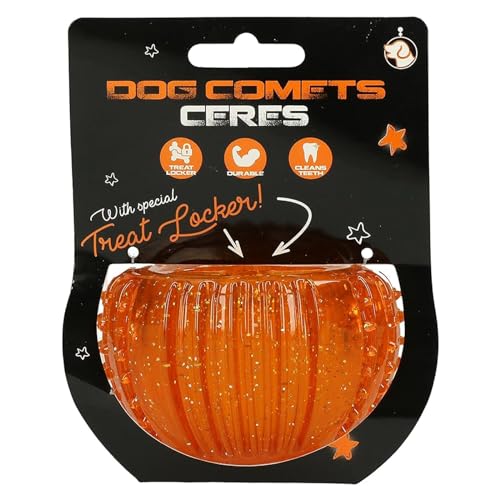 Dog Comets Ceres Treat Locker - - Ø7 cm - Hundespielzeug - Intelligenzspielzeug - TPR-Gummi – Hundeball - Orange von Dog Comets