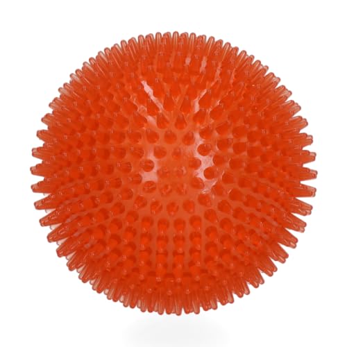 Dog Comets Exoplanet - 10.5 cm - Hundespielzeug - Hundeball - Apportierspielzeug - Igelball - Wasser und Land - Zahnen - Interaktives Hundespielzeug - Mit Piepton - Orange - L von Dog Comets