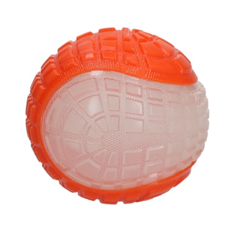 Dog Comets Glow in The Dark Moon Ball - 10 cm - Hundespielzeug - Zu Wasser und an Land - Apportierspielzeug - mit Piepton - L - Orange von Dog Comets