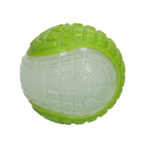 Dog Comets Glow in The Dark Moon Ball - 10 cm - Hundespielzeug - Zu Wasser und an Land - Apportierspielzeug - Interaktives Hundespielzeug - Hundeball mit Piepton - L - Grün von Dog Comets