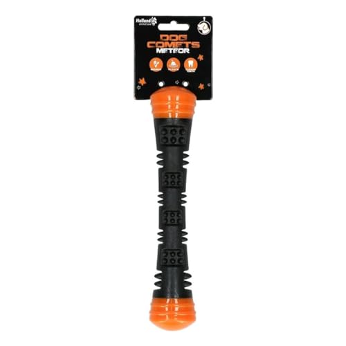 Dog Comets Meteor Wurfstock S - 23 cm - Wurfspielzeug Hund - Hundespielzeug - Hüpfend - Gummi - Orange/Schwarz von Dog Comets