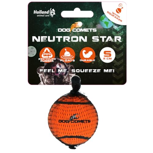 Dog Comets Neutron Star - Hundeball mit Quietscher - Ø 5 cm - Hundespielzeug - Tennisball - Bouncing Tennisball - 1 Stück - Orange von Dog Comets