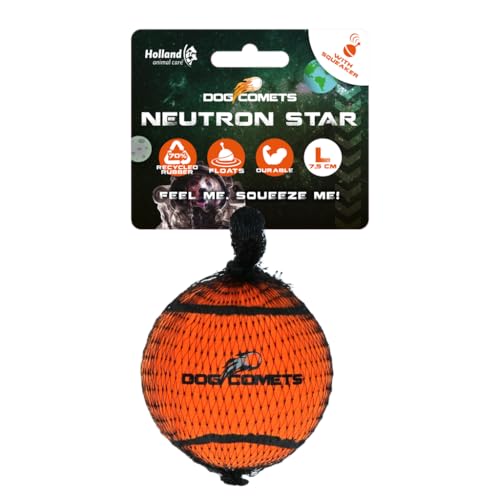 Dog Comets Neutron Star - Hundeball mit Quietscher - Ø 7,5 cm - Hundespielzeug - Tennisball - Bouncing Tennisball - 1 Stück - Orange von Dog Comets