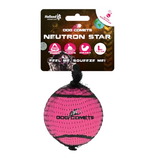 Dog Comets Neutron Star - Hundeball mit Quietscher - Ø 7,5 cm - Hundespielzeug - Tennisball - Bouncing Tennisball - 1 Stück - Rosa von Dog Comets