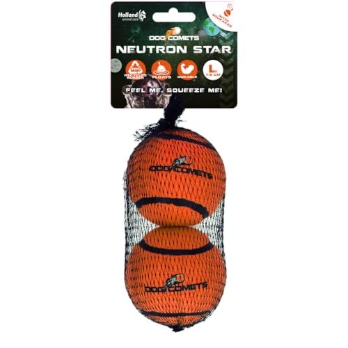 Dog Comets Neutron Star - Hundeball mit Quietscher - Ø 7,5 cm - Hundespielzeug - Tennisball - Bouncing Tennisball - 2 Stück - Orange von Dog Comets