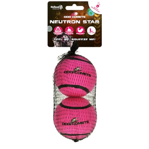 Dog Comets Neutron Star - Hundeball mit Quietscher - Ø 7,5 cm - Hundespielzeug - Tennisball - Bouncing Tennisball - 2 Stück - Rosa von Dog Comets