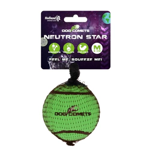 Dog Comets Neutron Star - Ø6 cm - Hundespielzeug mit Quietsche - Hundeball - Bouncing Tennisball - Rundes Hundespielzeug - Hüpfend - Grün – 1 Stück von Dog Comets