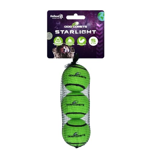 Dog Comets Starlight Tennisball - Ø 5 cm - Hundeball - schwimmendes Hundespielzeug - hüpfendes Hundespielzeug - 3 Stück - Grün von Dog Comets